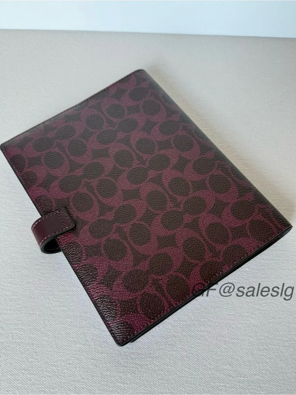 NWT Coach Black Currant Dark Red Notebook & Pencil Case + Shopping Bag gift set